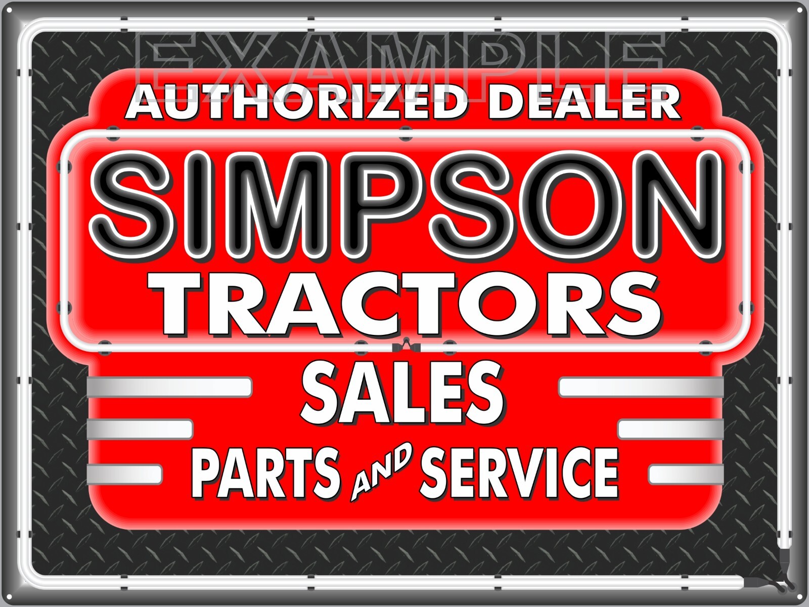 SIMPSON TRACTOR AUTHORIZED DEALER ALUMINUM SIGN REMAKE CUSTOM SIZE 12&Prime; H X 16&Prime; W