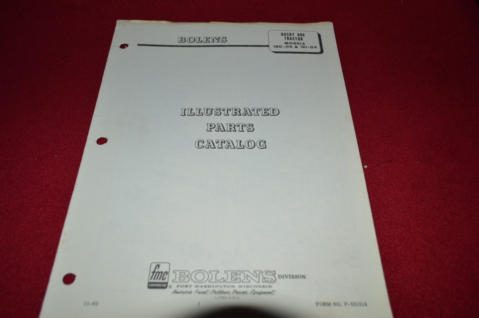 Bolens Husky 600 Tractor Models 180-04 181-04 Dealer&rsquo;s Parts Book Manual CHPA
