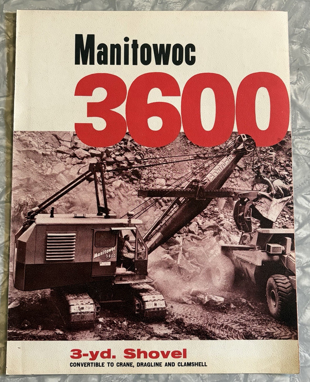 1958 MANITOWOC 3600 3 YD SHOVEL DRAGLINE CLAMSHELL 6 PG SALES BROCHURE