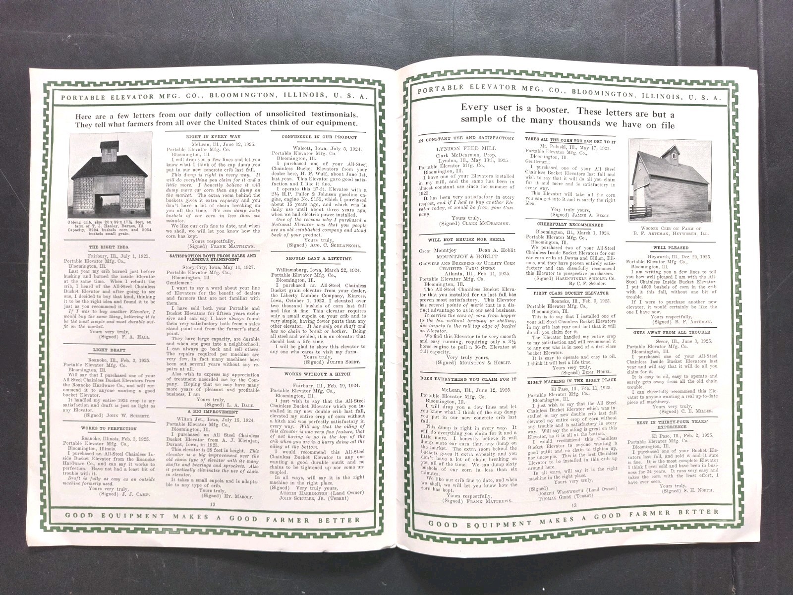 1927 Portable Elevator Mfg Farm Equipment Advertising Sales Letter Brochure Lot