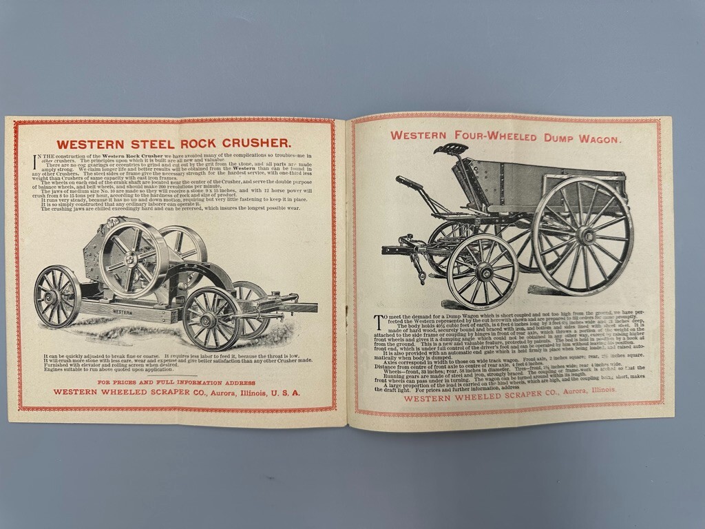 1893 ROAD MACHINE Western Wheel Scraper WORLDS FAIR Catalog Trade Card AURORA IL