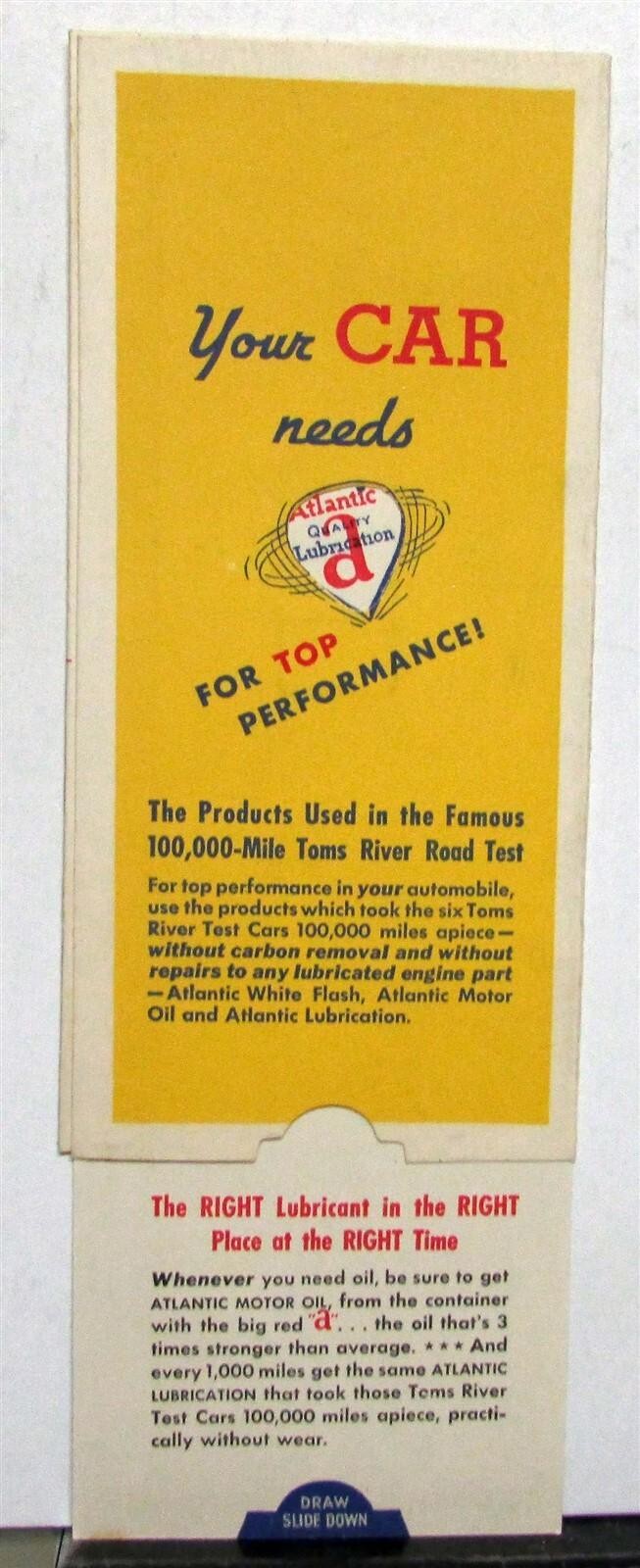 1950s Atlantic Motor Oil Almen Testing Machine W/ Slider Film Strength Brochure