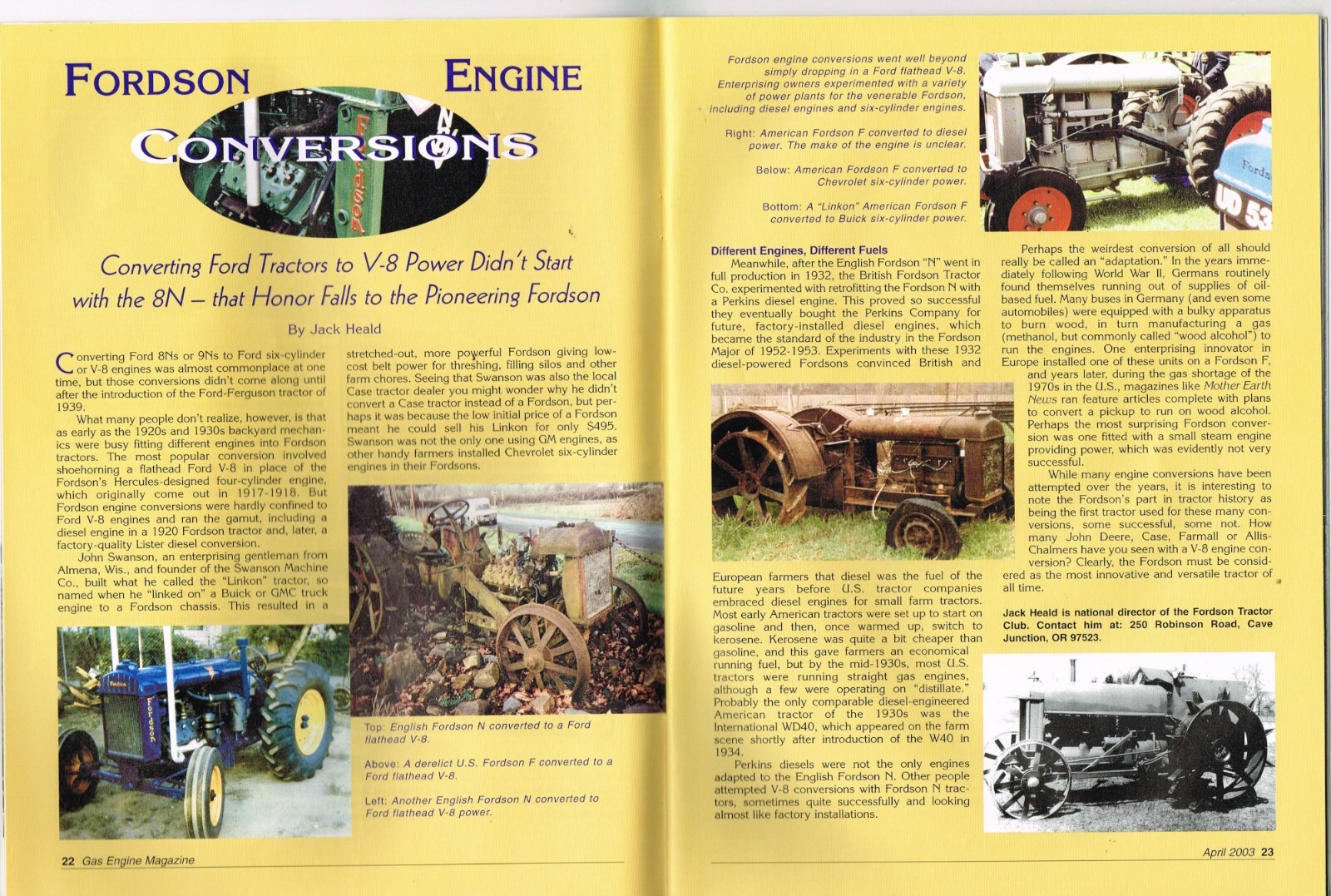 GAS ENGINE magazine April 2003, Fuller & Johnson, Walls engine