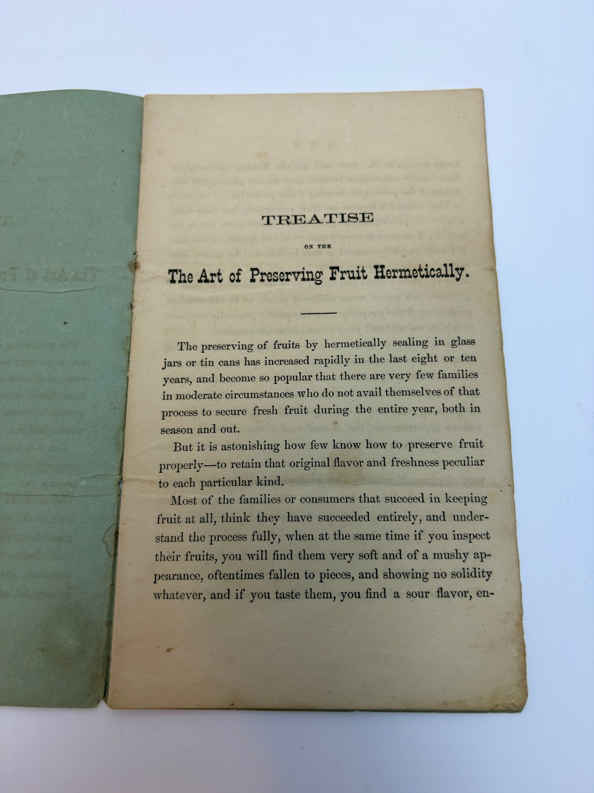 1858 Treatise on Preserving Fruits Hermetically Antique Canning Booklet Hero Jar