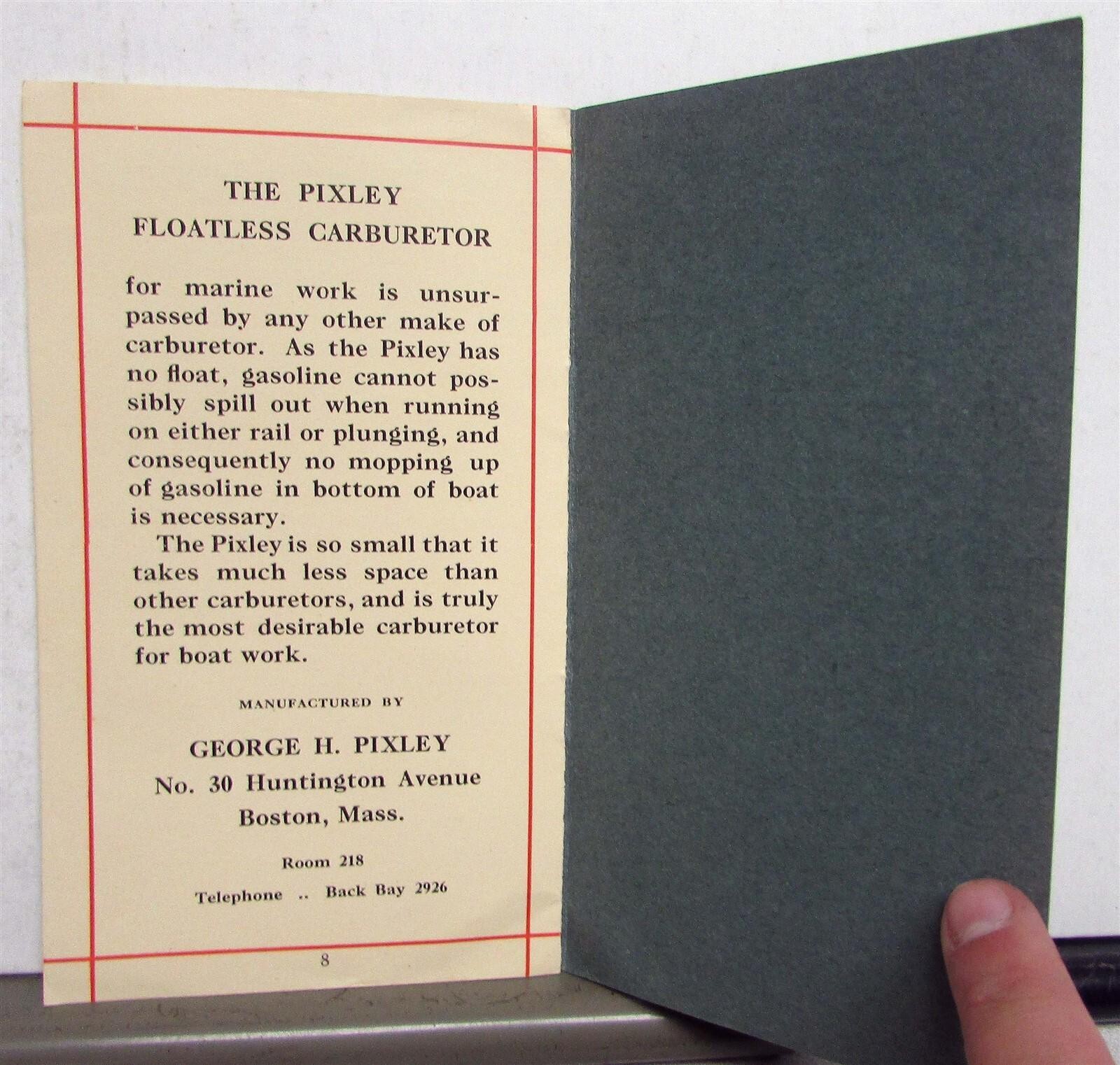 1910s-1920s Pixley Carburetors Diagrams Dimensions Pricing Sale Brochure Booklet
