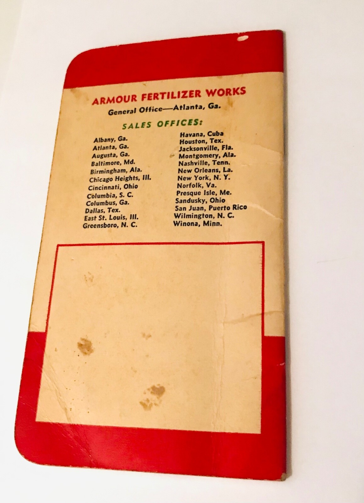1952-1953 Armour&rsquo;s Fertilizer & Vertagreen Plant Food Pocket Notebook Calendar