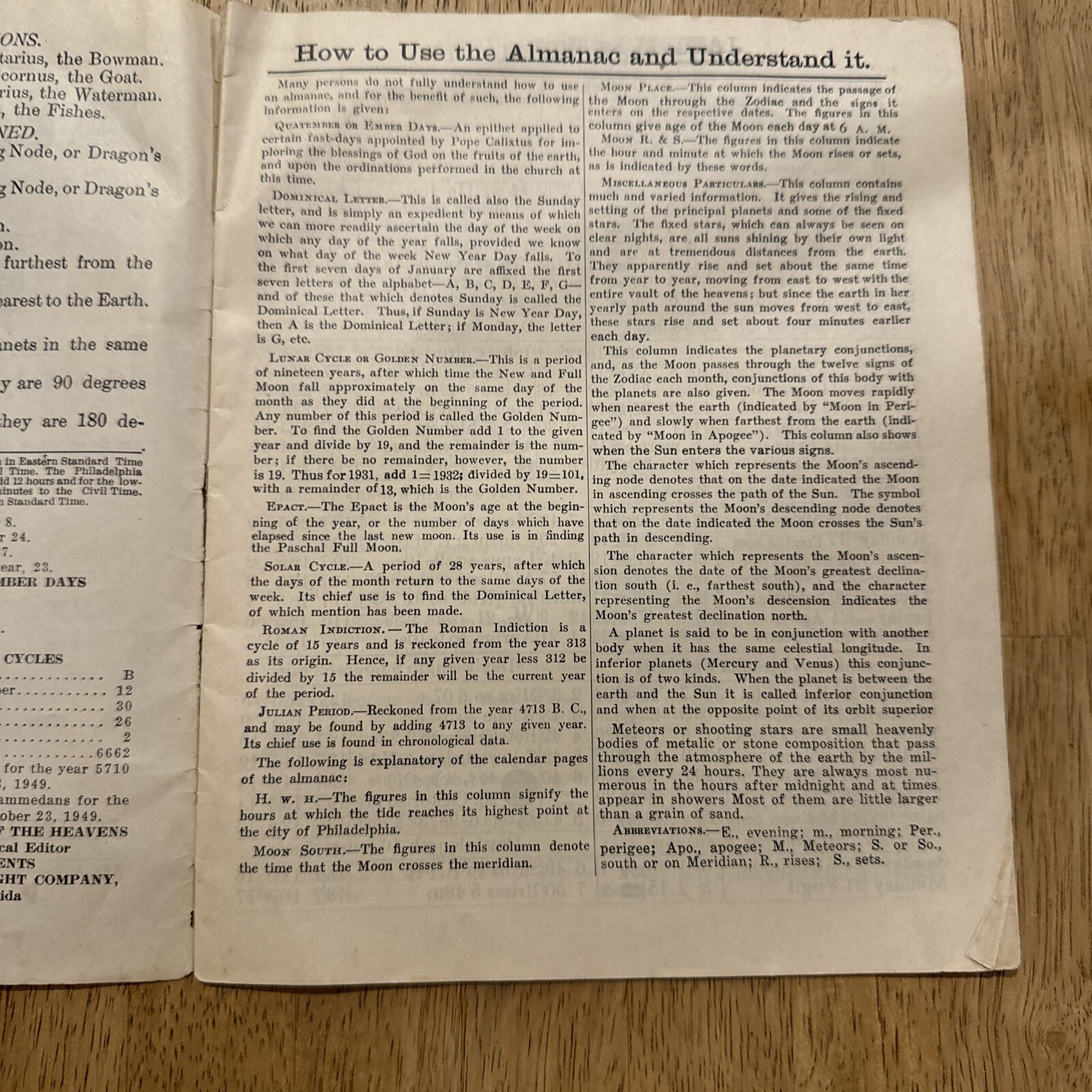 Vintage 1949 Agriculltural Almanac for The Year Of Our Lord Lancaster, PA