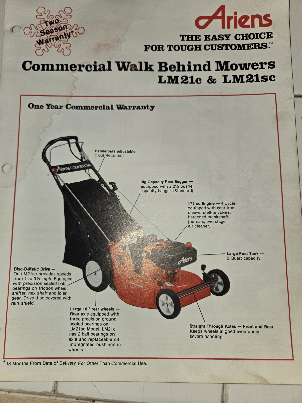 8 VINTAGE ARIENS DEALERSHIP ADVERTISING BROCHURES TILLERS TRACTORS RIDERS PUSH