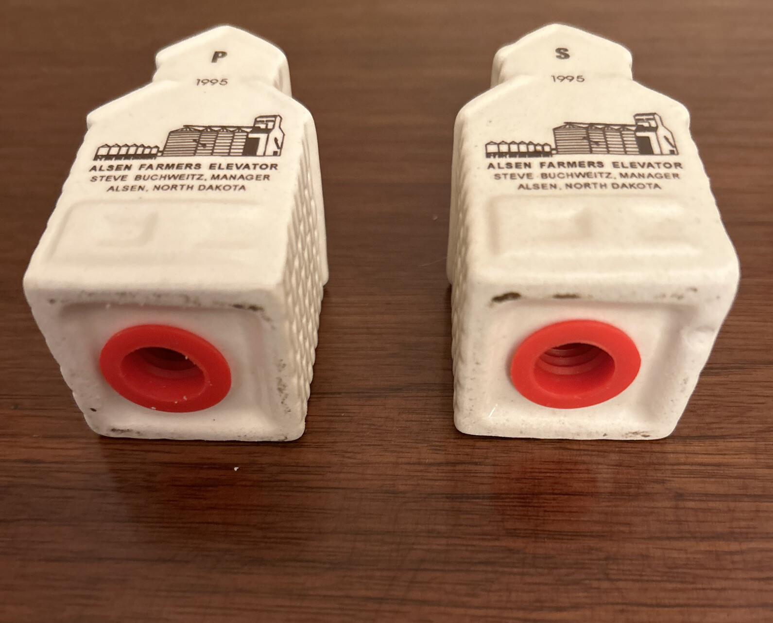 Vintage 1995 Alsen Farmers Elevator Salt & Pepper Shakers North Dakota
