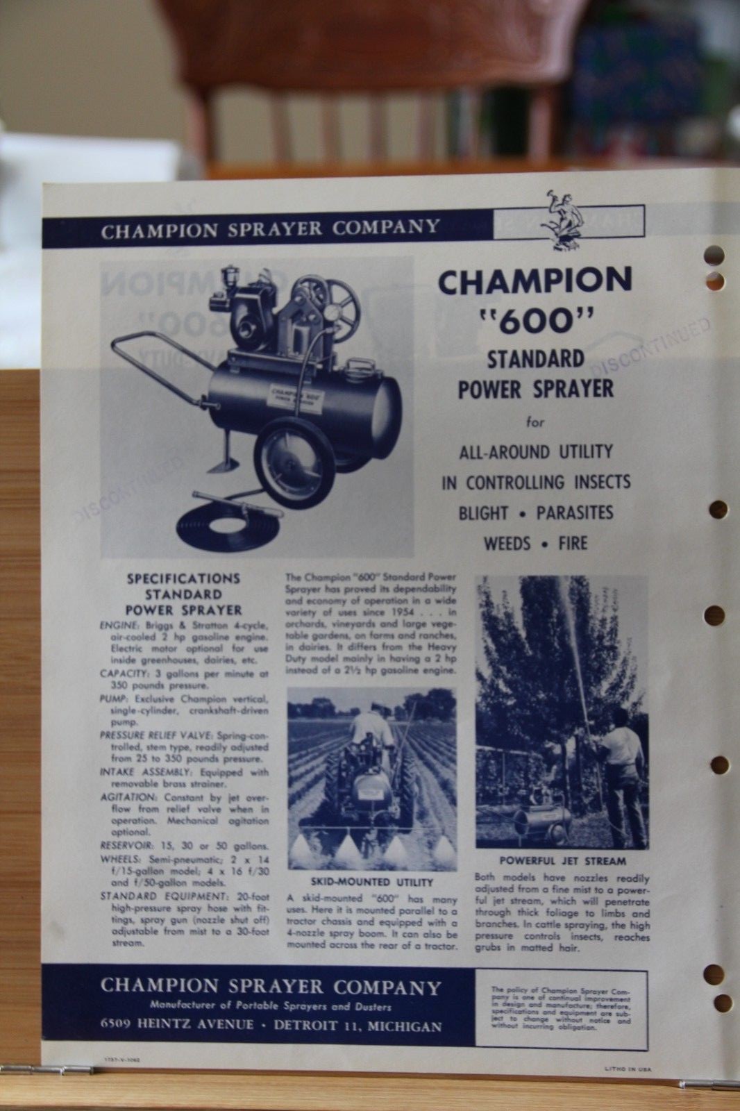 Brochure Farm 600 Champion Sprayer Company Detroit Michigan MI