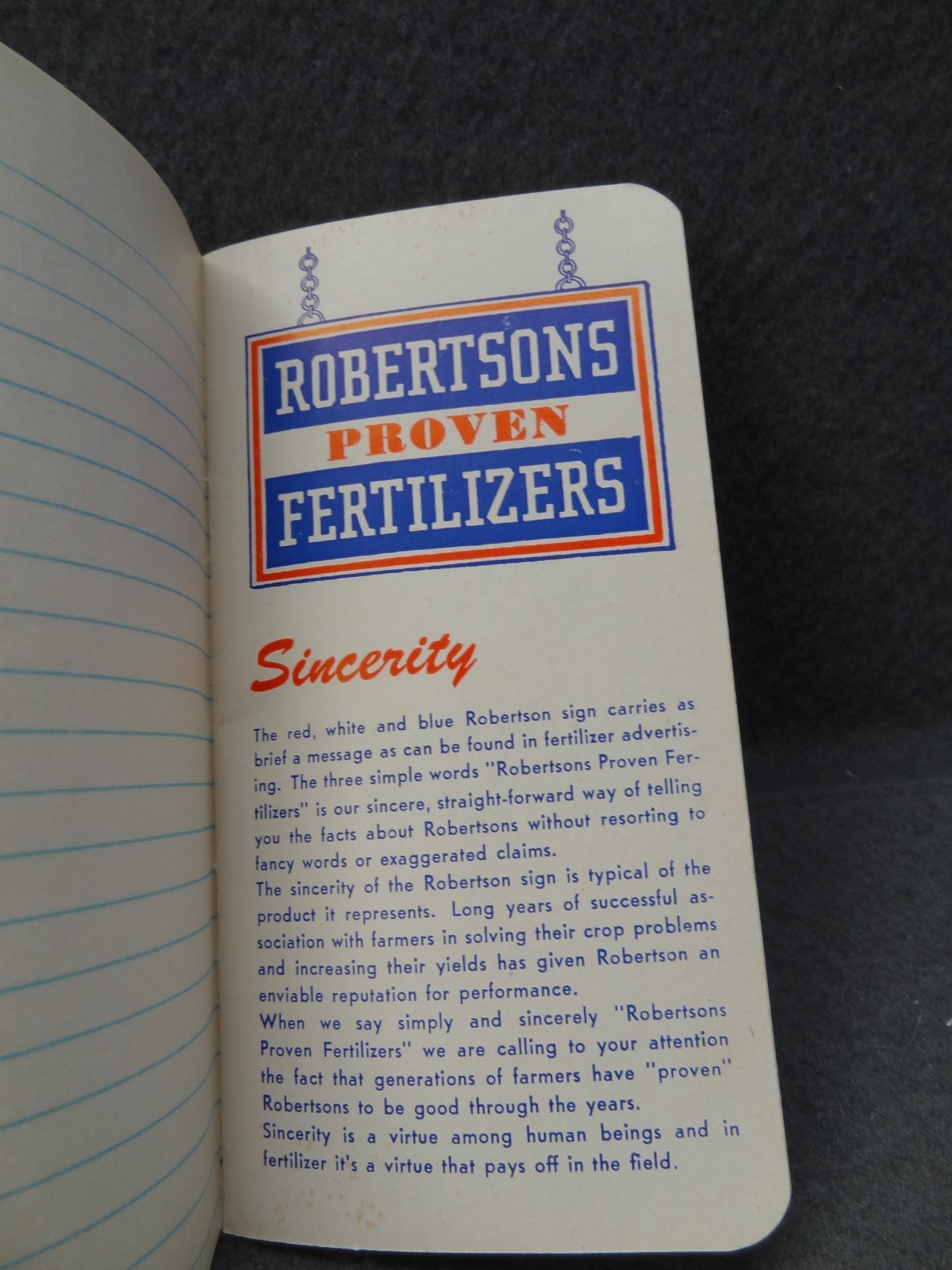 The 1953 Robertson Crop & Memo Book Mini Pamphlet Chemical Corp VA NC Notes