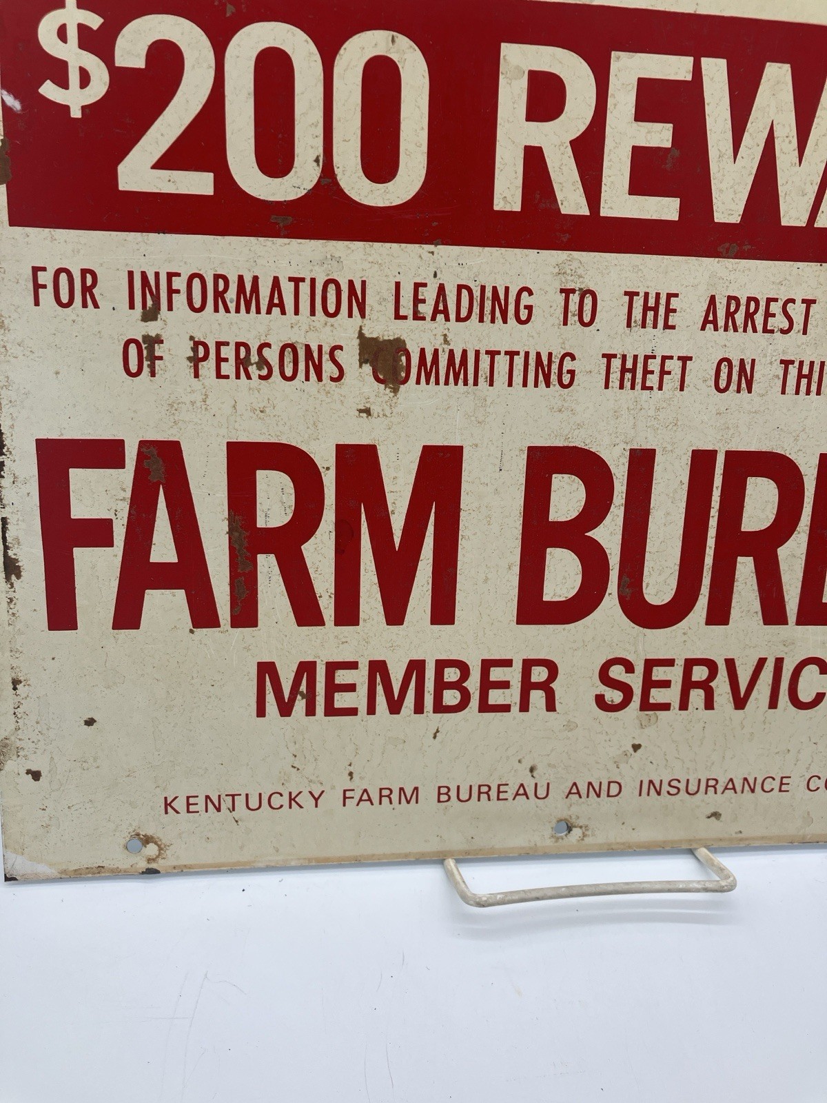 Kentucky Farm Bureau & Insurance Co. / $200 Reward / Vintage Advertising Sign