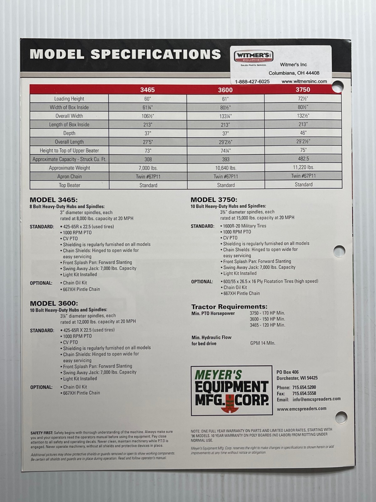 Meyer&rsquo;s Heavy Duty Manure Spreaders – Sales Brochure *Original Dated 2010*