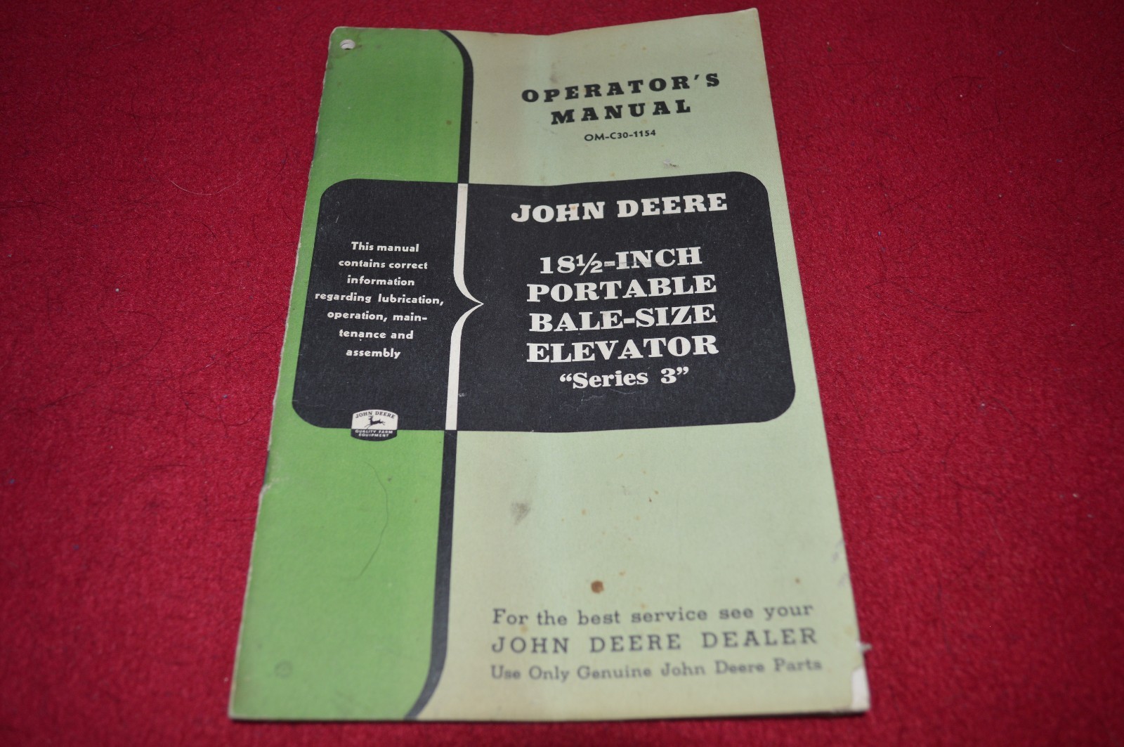 John Deere 18 1/2 Inch No. 3 Elevator Operator&rsquo;s Manual GDSD6