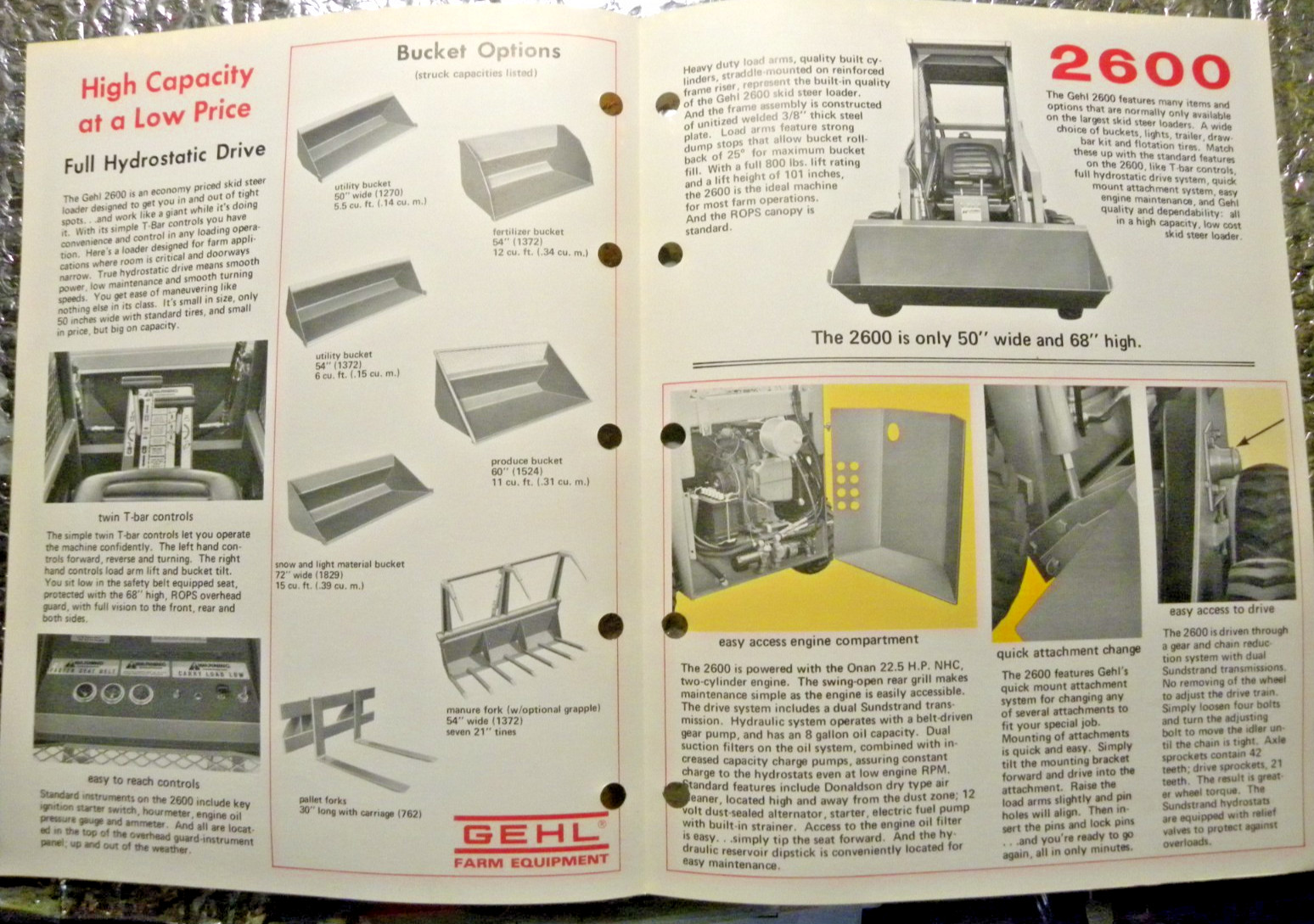 Vintage Factory GEHL Dealer&rsquo;s Brochure Hydrostatic Skid Steer Loader 2600