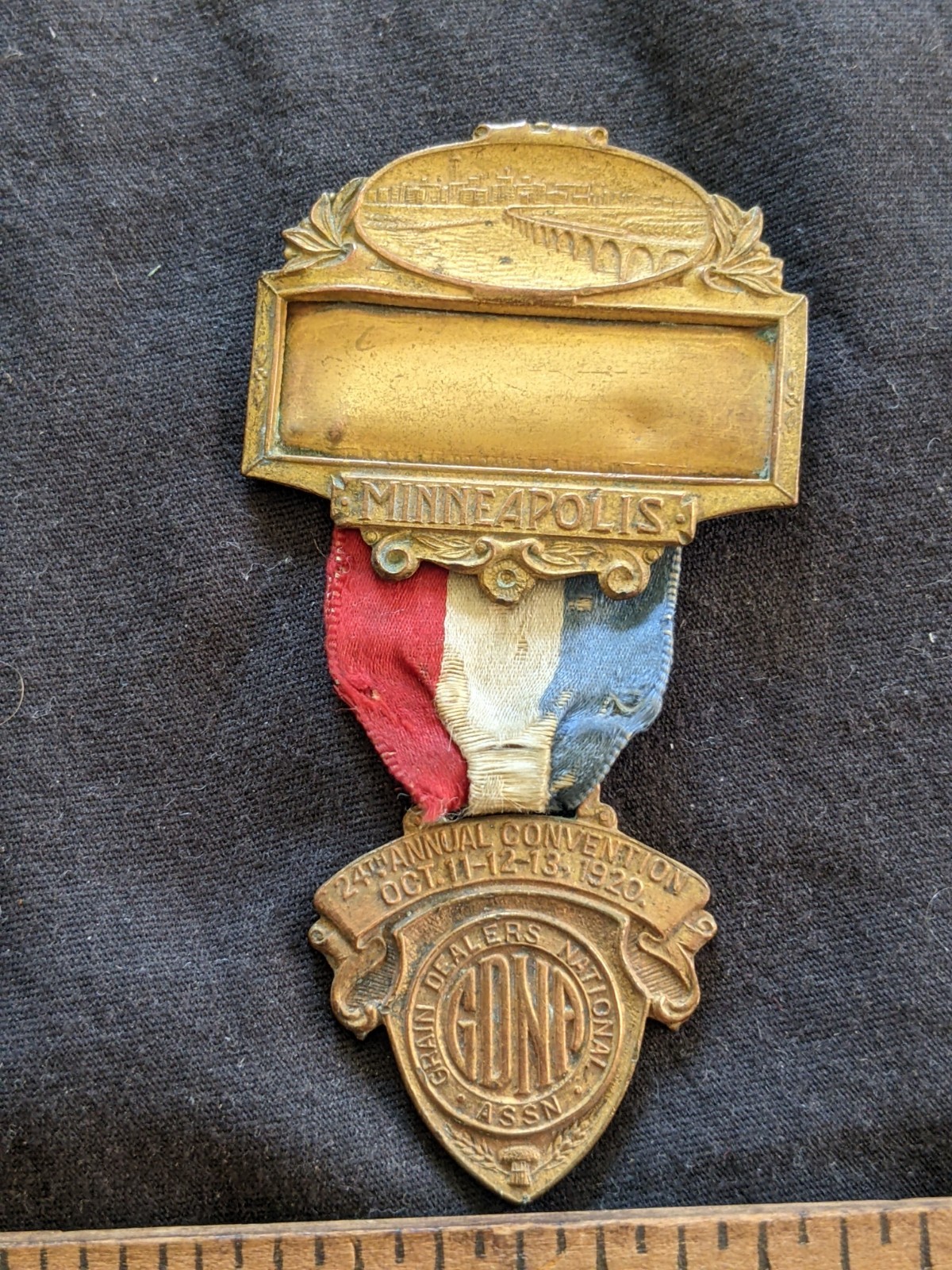 1920 antique Grain dealers Association convention Minneapolis ribbon and medalJA