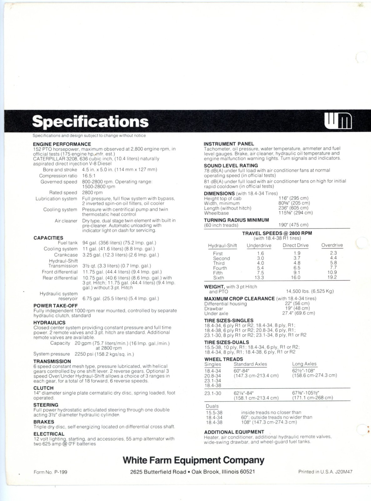 White Field Boss 4-150 sales brochure White Farm Equipment Company
