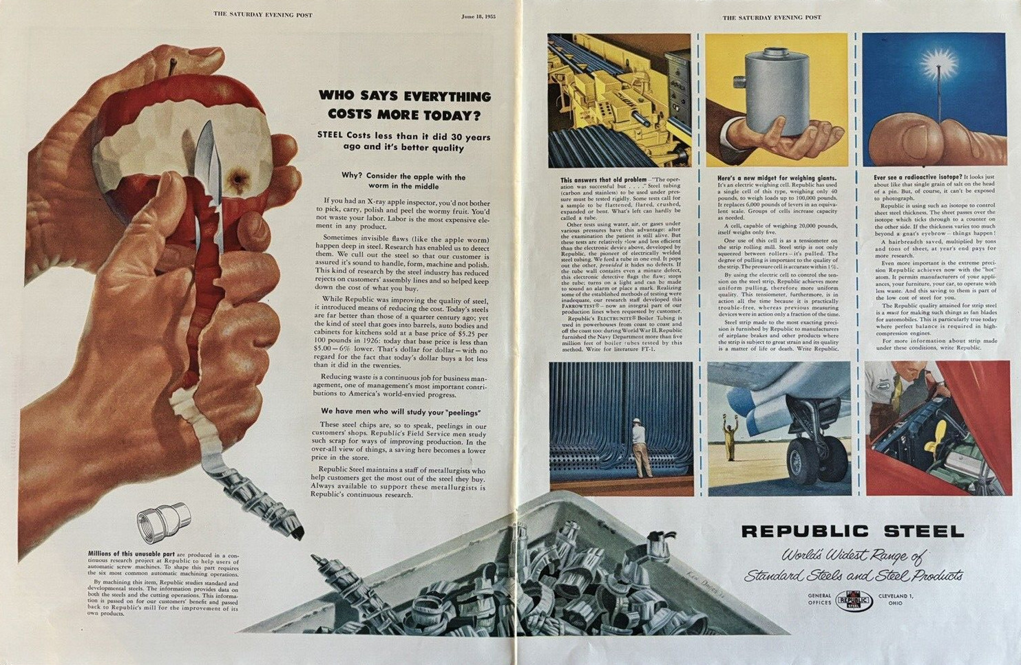 1955 Republic Steel Worlds Widest Range Standard Products Cleveland VTg Print Ad