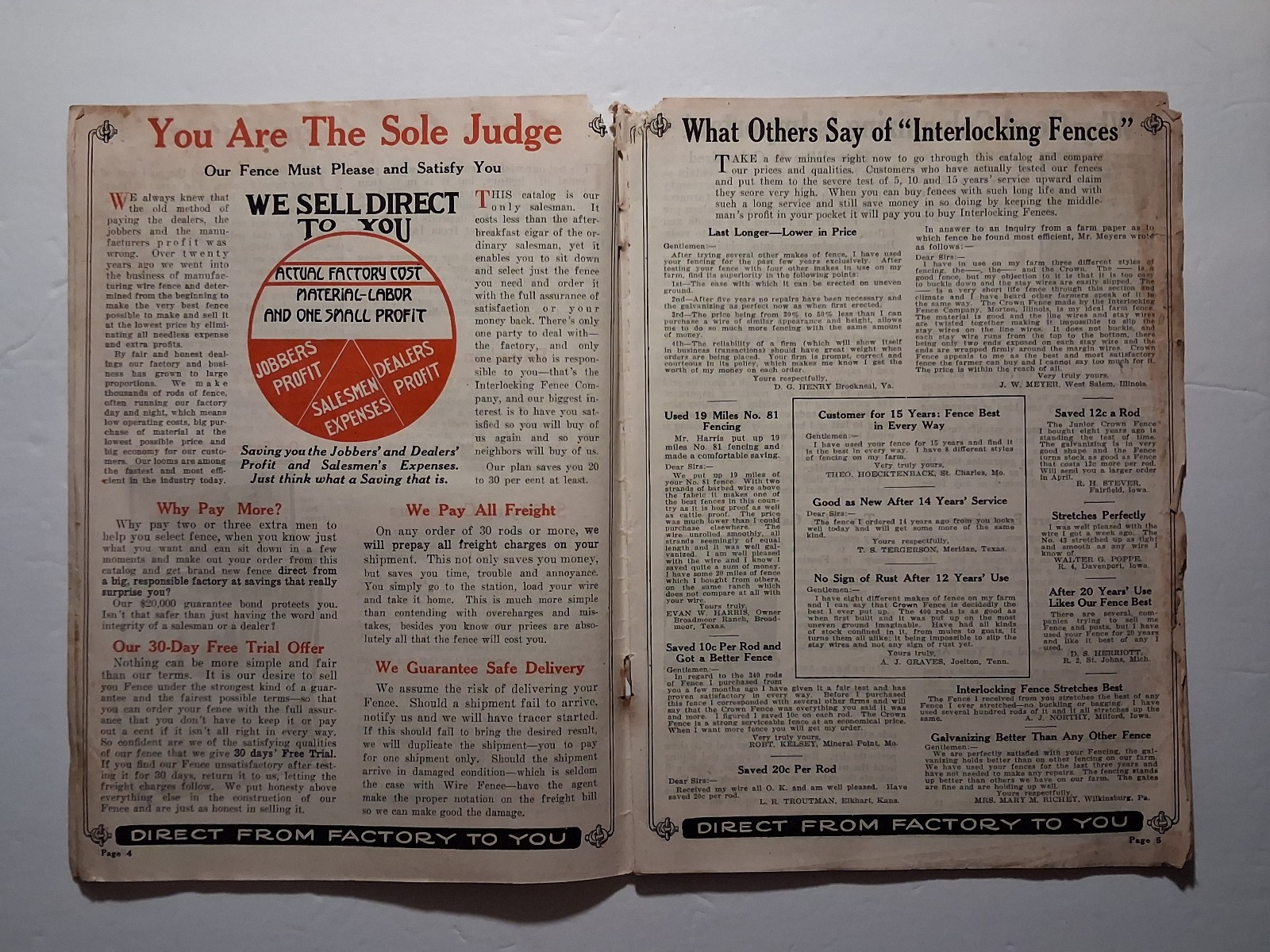 Interlocking Fence Co. Catalog, Better Fences Factory Prices, 1925