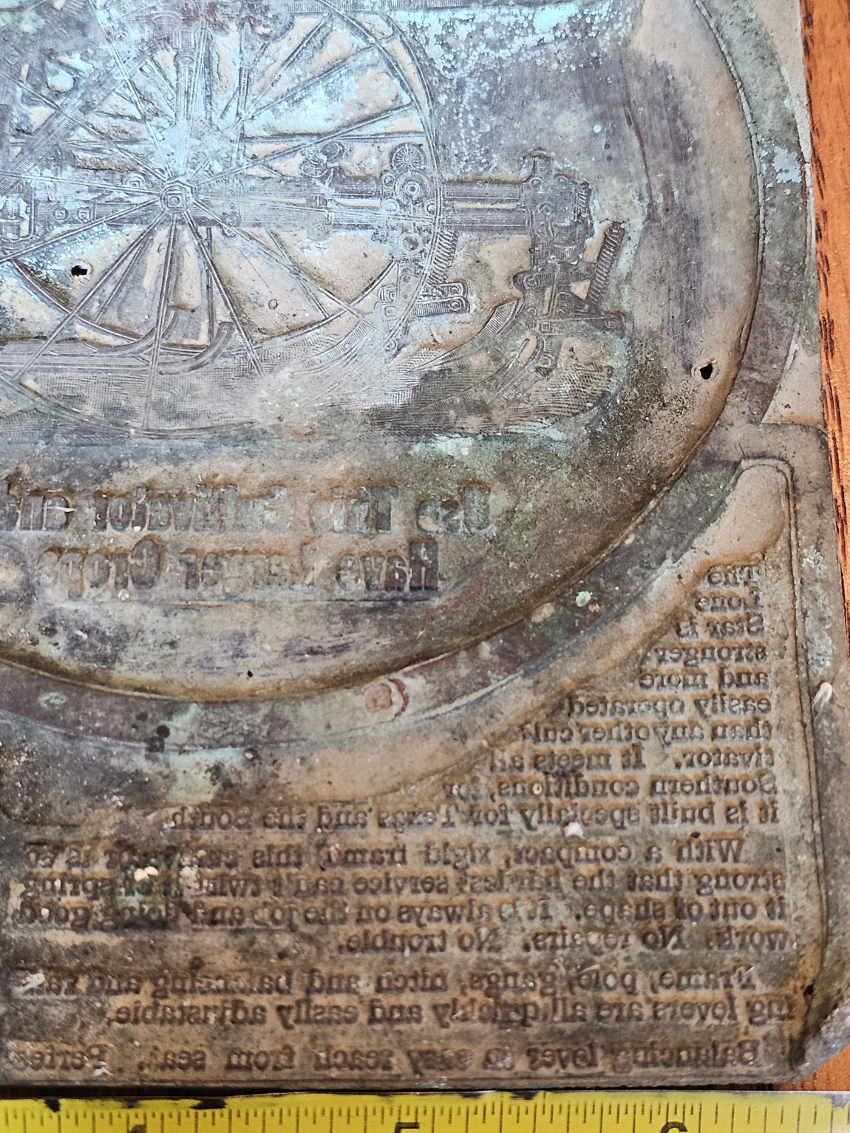 c1912 Rock Island Plow Lone Star Texas Cultivator Printer Block 6 1/2 X 7 Copper