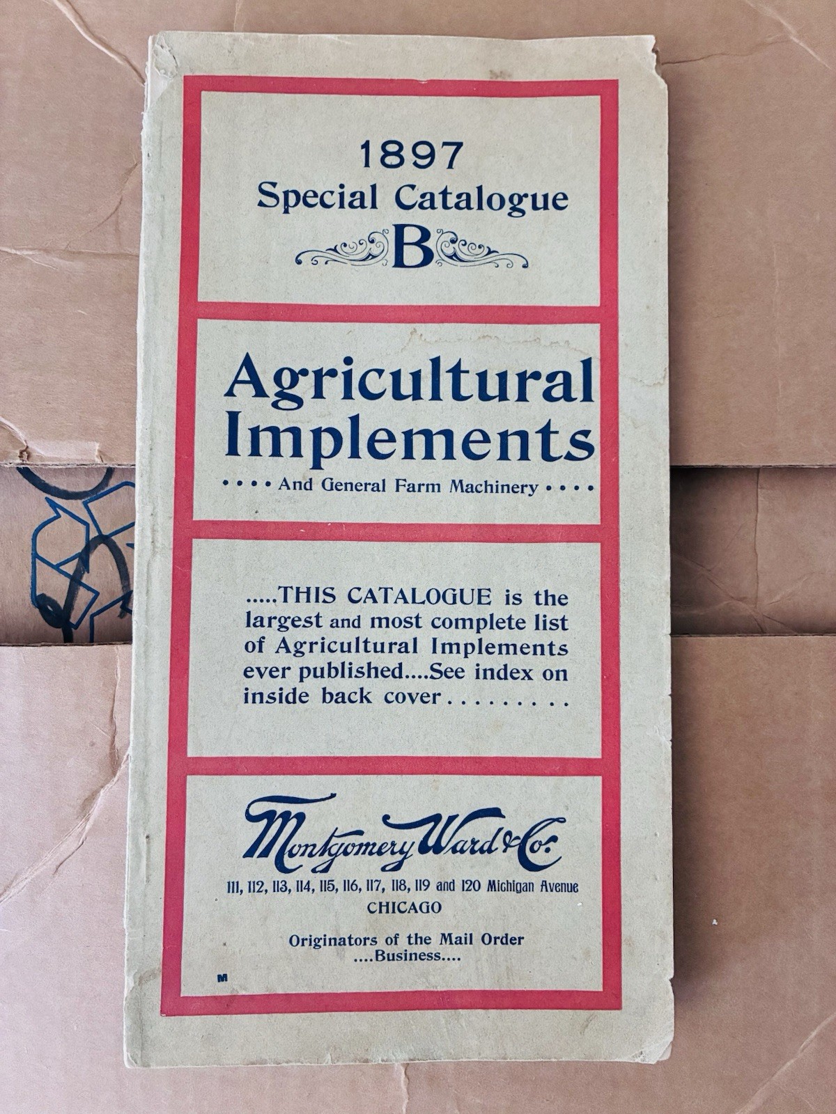 ORIGINAL 1897 Montgomery Ward Catalog B Agricultural Implements Farm Order Form