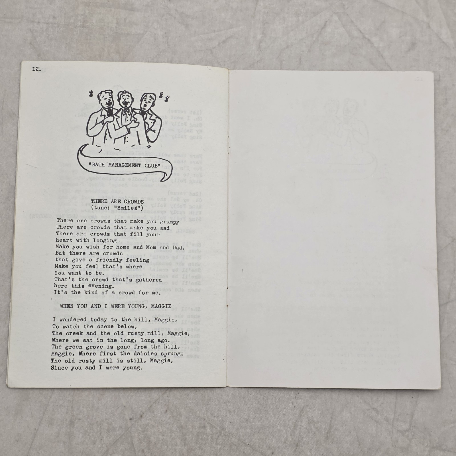Rath Management Club Songs Book May 1952 Waterloo Iowa Meat Packing Packer 50s