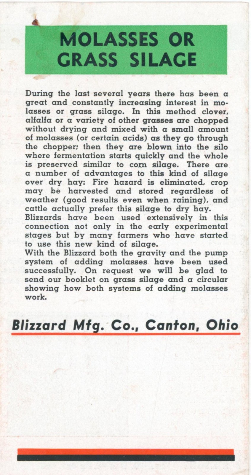 1937 Blizzard Mfg. Canton Ohio Ensilage Cutter Hay Chopper Trade Brochure Photos