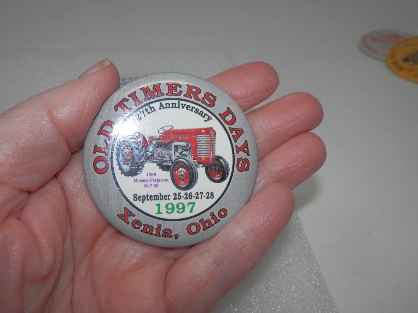 Old Timers Day Steam Threshers Tractor Button Lot – Xenia Eaton Ohio Pin Pinback