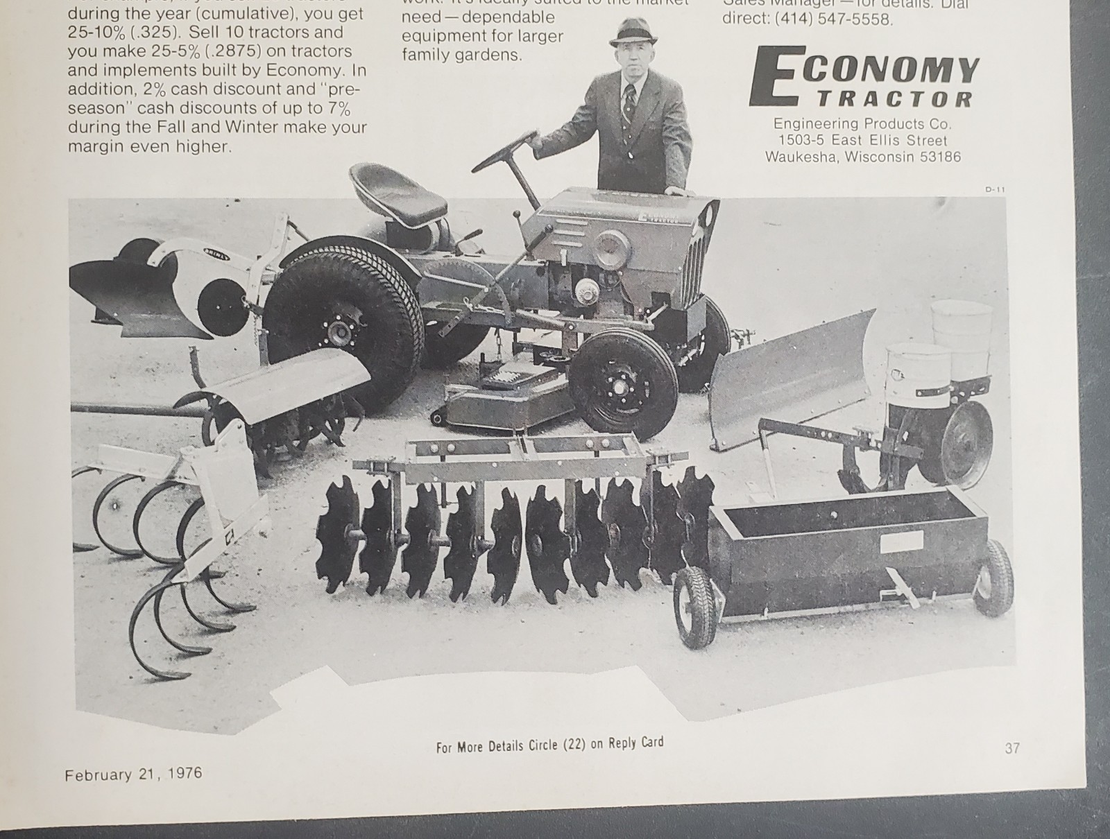 Impliment Choices For Economy Tractor 1976 Magazine Advertisement