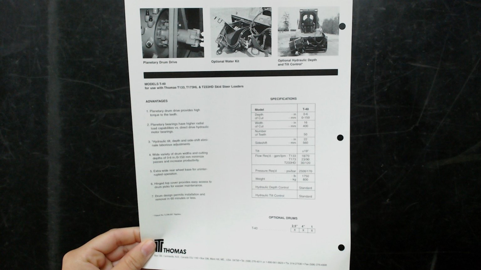 Thomas T-40 Skid Steer Cold Planer Brochure Vintage Agricultural Flyer