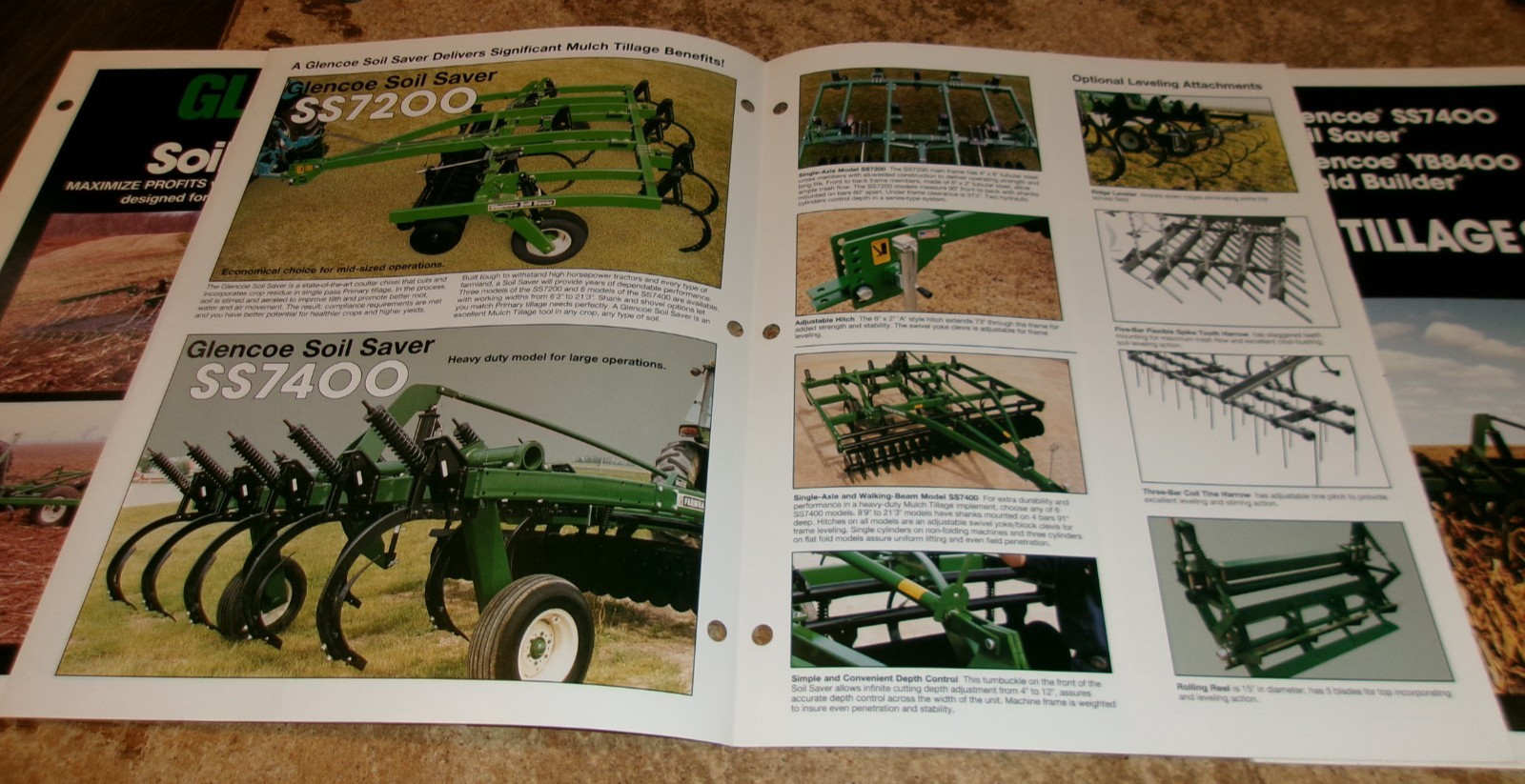 3-lot vintage glencoe tillage equipment 2 page brochures very good used
