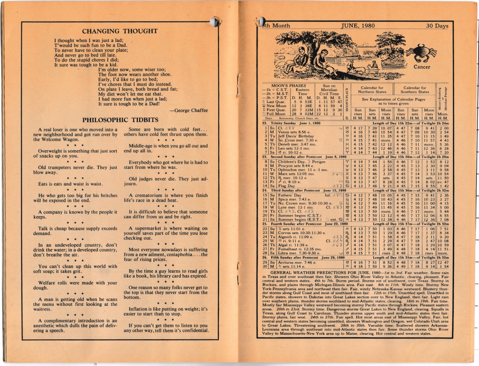 1980 Farmers Almanac Vol 1763 Planting Calendar Agricultural Plan Jackson Ohio