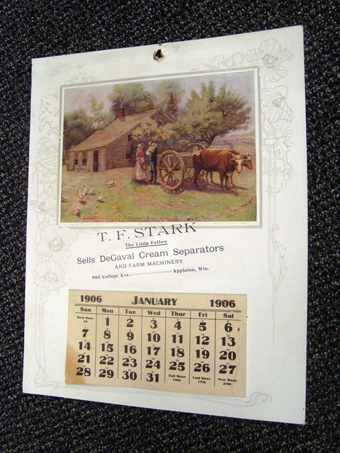 1906 Stark Farm Machinery, De Laval Cream Separator Calendar w/Full Pad,Appleton