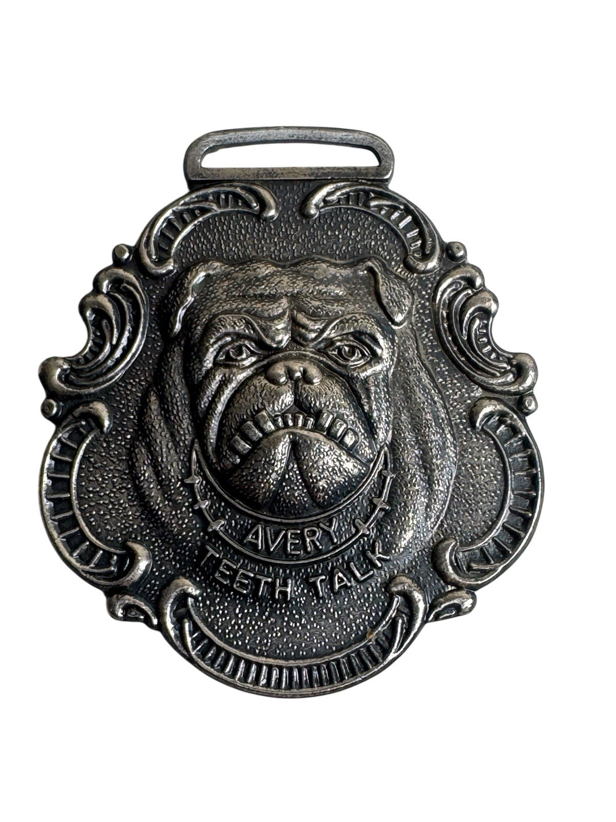 VTG Avery Bull Dog Line Teeth Talk Watch Fob Milwaukee Wisconsin HOOVER’S Show