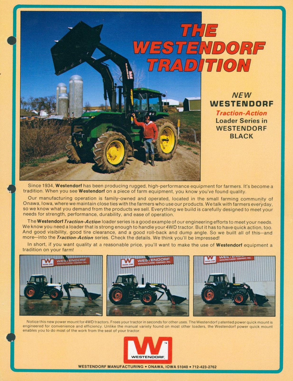 c2002 Westendorf Trans-Action Black Front End Loader Dealer Glossy Brochure USA
