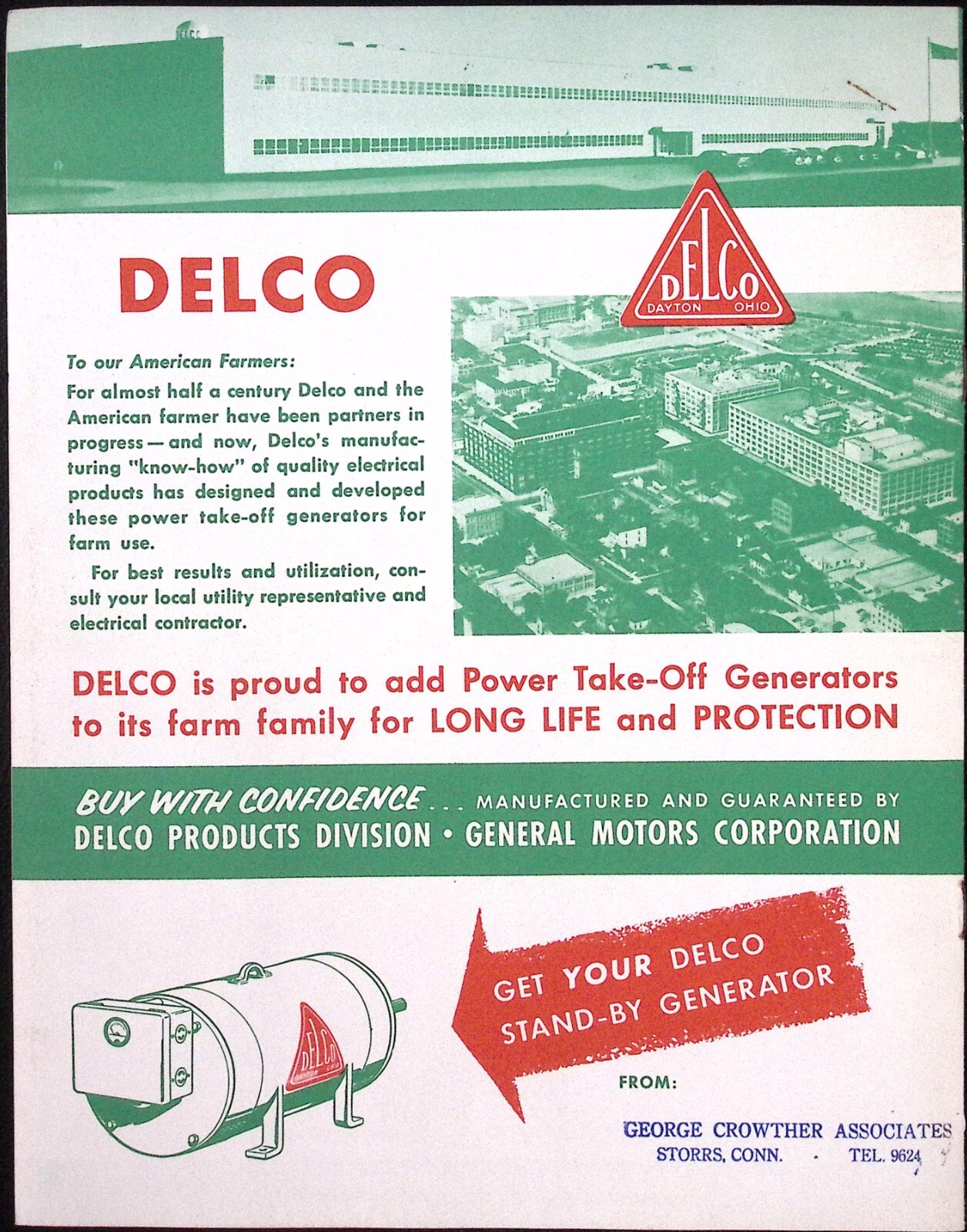 1956 Farm Power Take Off Generators DELCO General Motors Corp Dayton OH