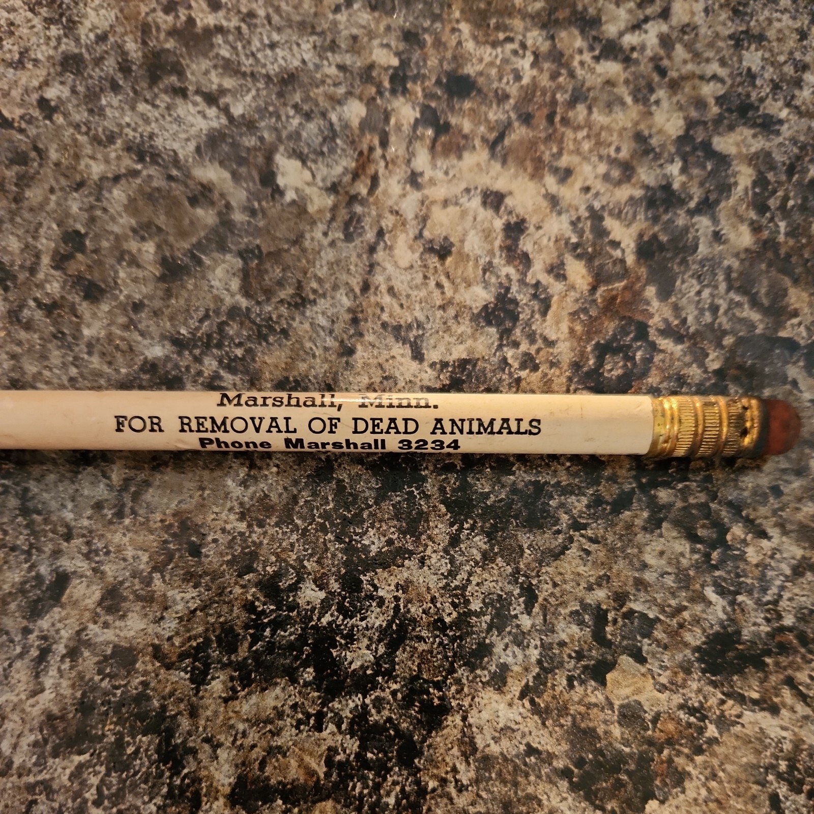 Vintage Marshall Processing Co Pencil Minnesota Removal Dead Animals Farm Ranch