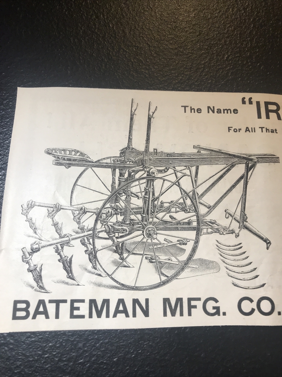 ORIGINAL 1900 Bateman Mfg. Co. Iron Age Farm Advertising – Grenloch – New Jersey