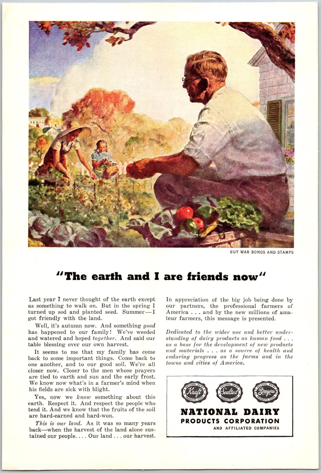 PRINT AD 1943 National Dairy Products Corporation WWII Buy War Bonds and Stamps