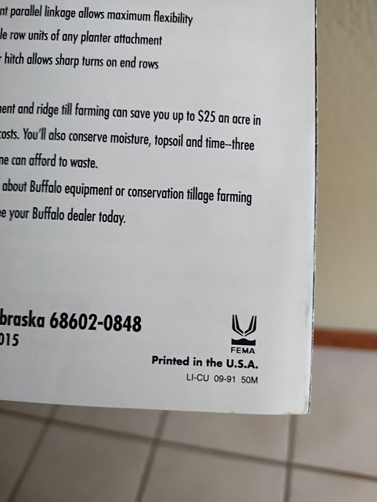 1991 Buffalo Cultivator Brochure Fleischer Mfg Columbus NE USA Farm Field Ag Ad