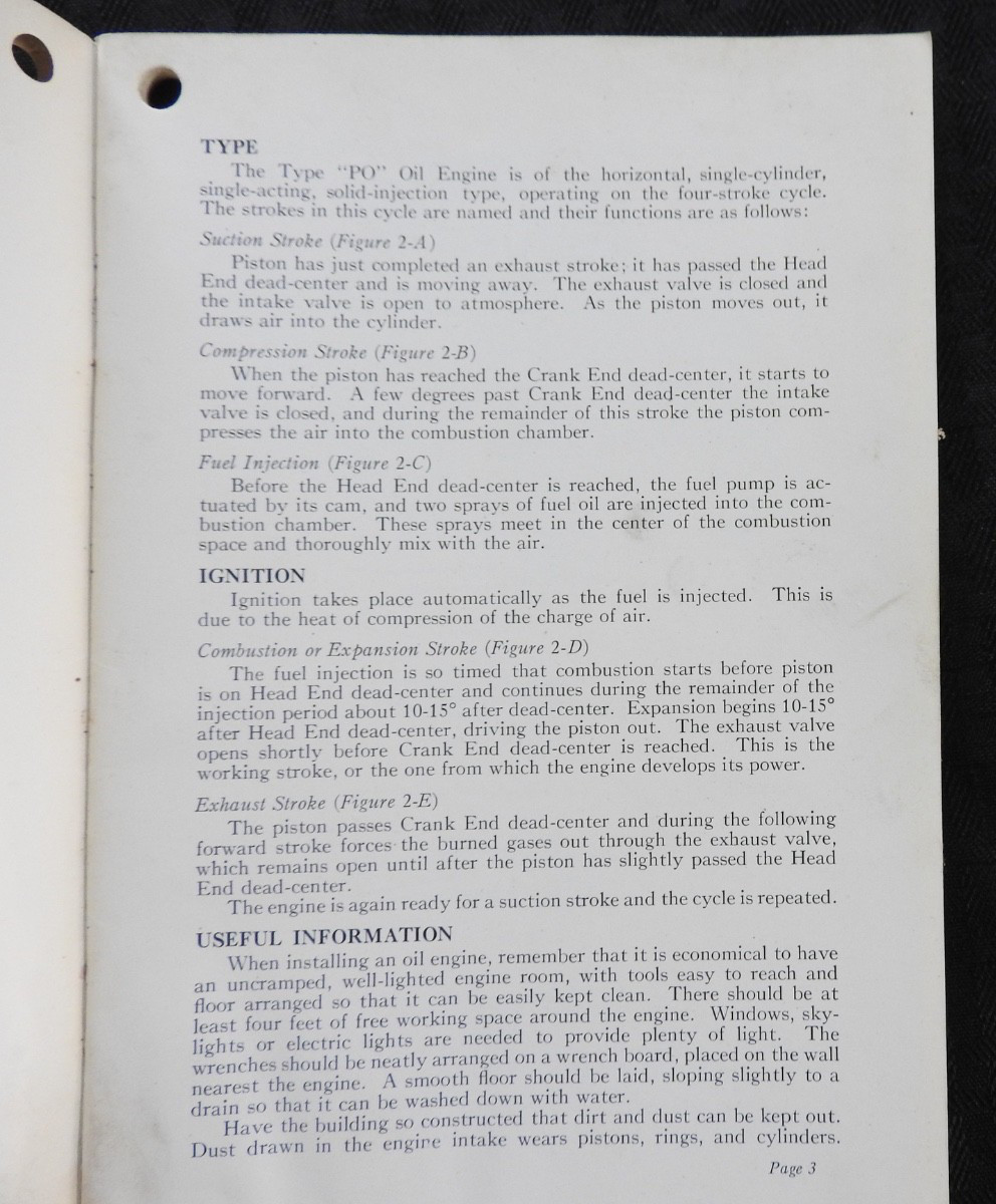 1927 Ingersoll-Rand « TYPE PO » Hit-N-Miss Oil Engines Operators Manual ORIGINAL!