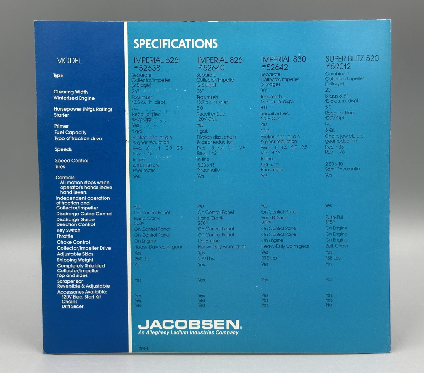 1978 JACOBSEN SNOW THROWERS Blowers PENGUINS Advertising Brochure