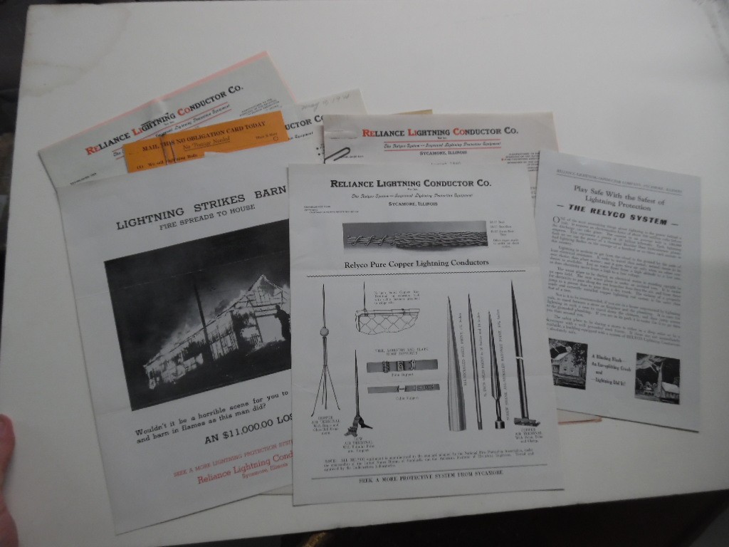 c.1938-40 Reliance Lightning Rod Conductor Co. Relyco Brochure Paper Lot Vintage