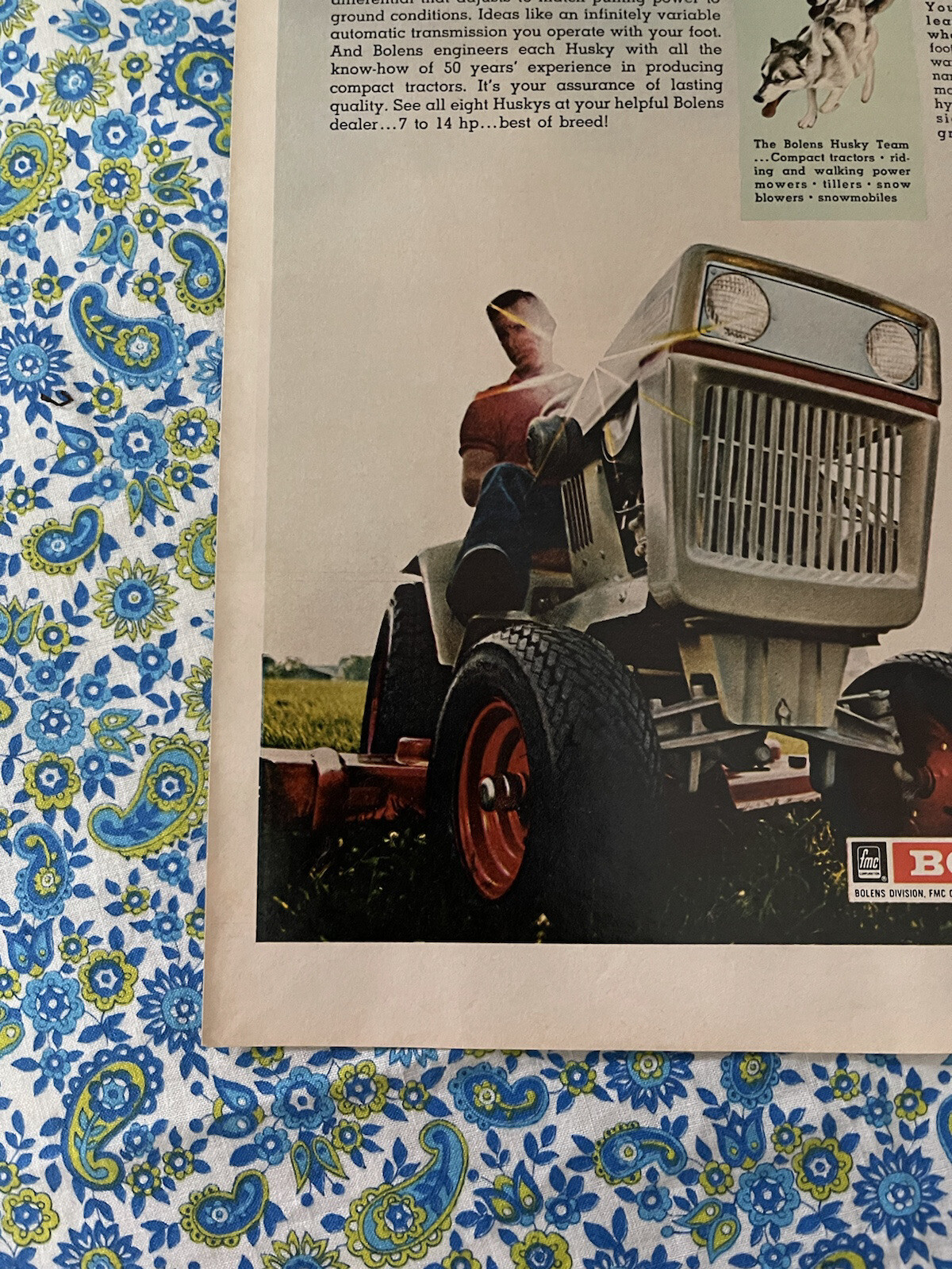 Vintage 1970 Bolens Big Tractor Print Ad Lawn Mower