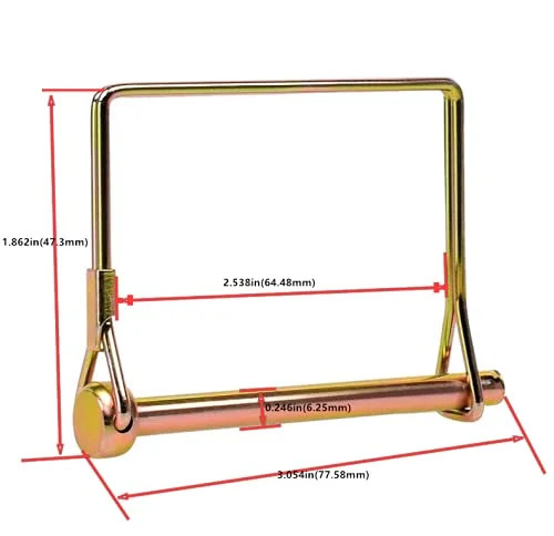 Wire Lock Pin, Trailer Coupler Pin,Hitch pin,1/4 Inch, 10 Pieces, Square, Gold