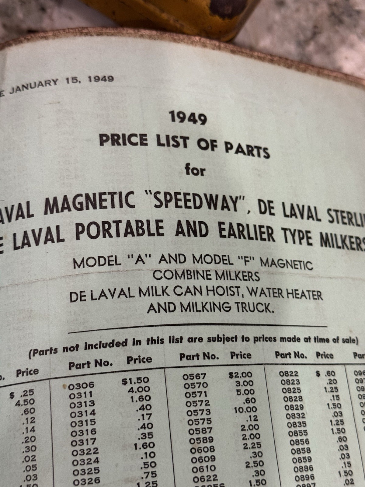 DE LAVAL Milking Machine DEALER BINDER Manuals Cream Separator Parts List