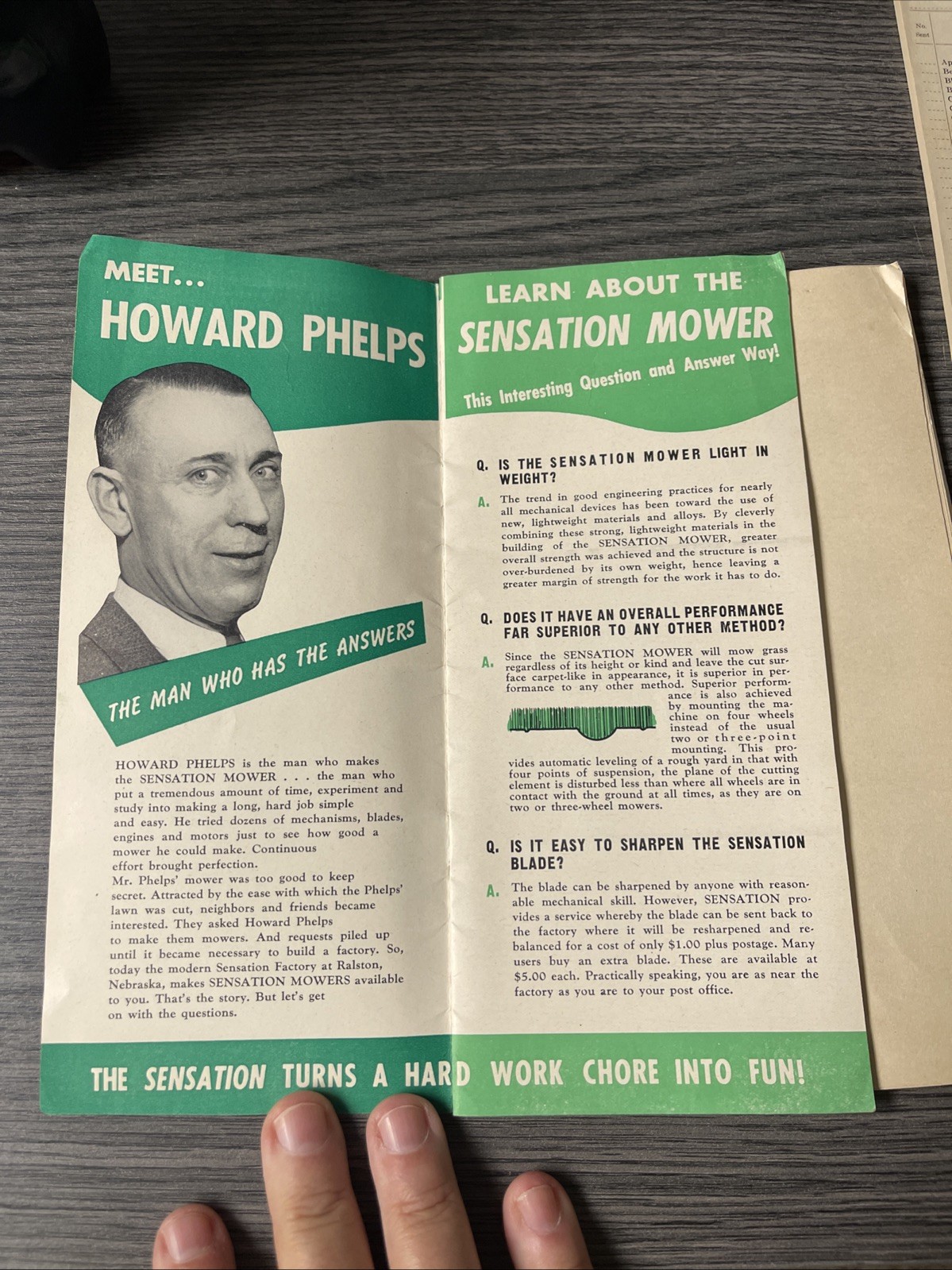 Vintage 1950s Sensation Mower Inc Ralston NE Sales Brochure And User Guide