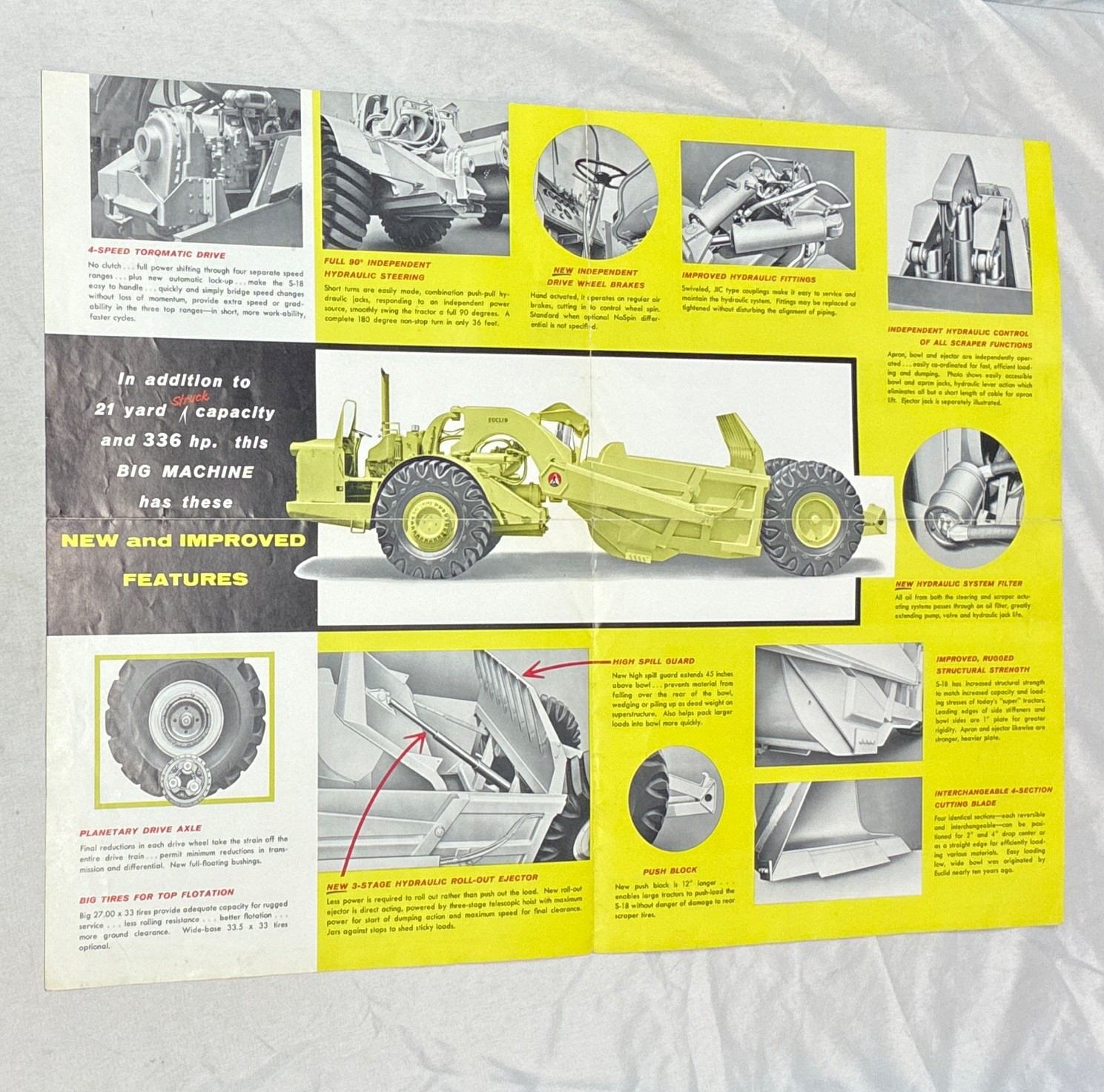 Euclid C-6 Crawler Tractor & S-18 Scraper Advertising Brochure Poster Lot of 2