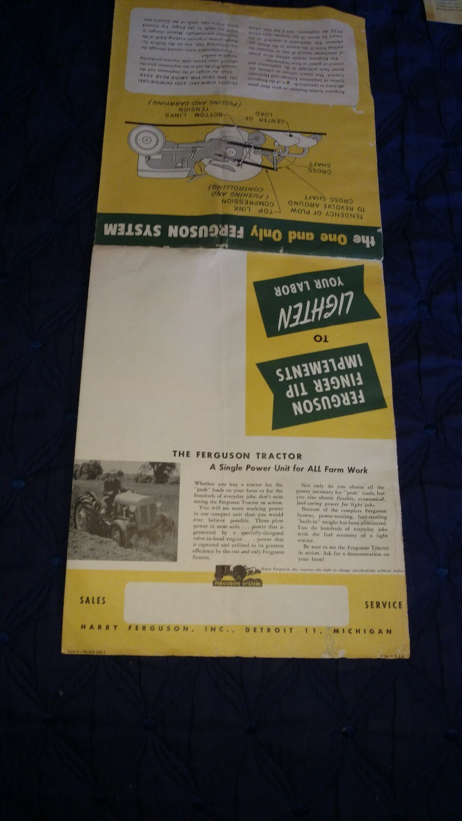 Ferguson Tractor Finger Tip Implements Brochure Manual