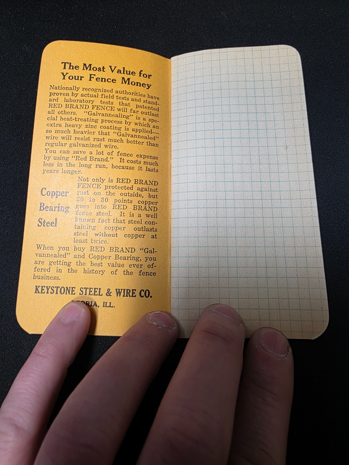 Vintage Unused Advertising Red Brand Monarch Fence Steel & Wire memo book